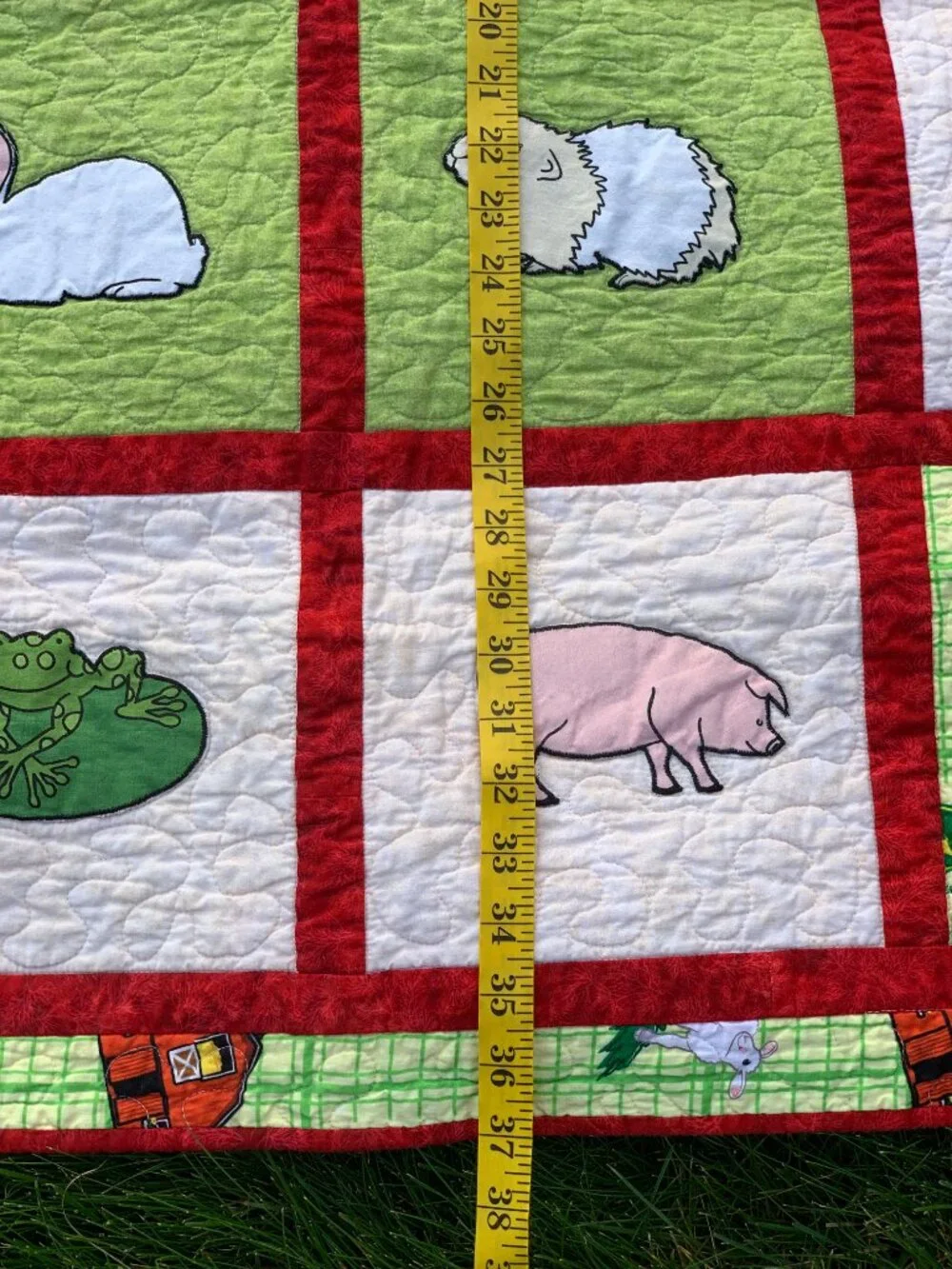 Vintage Handmade Patchwork Quilt John Deere Baby Toddler Lap Cottagecore Blanket